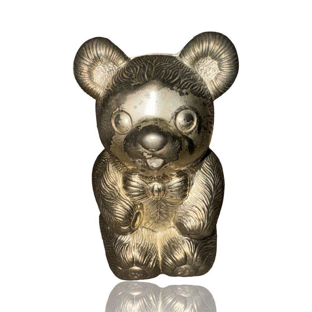 Vintage Leonard Japan Silver Plated Teddy Bear Coin Bank